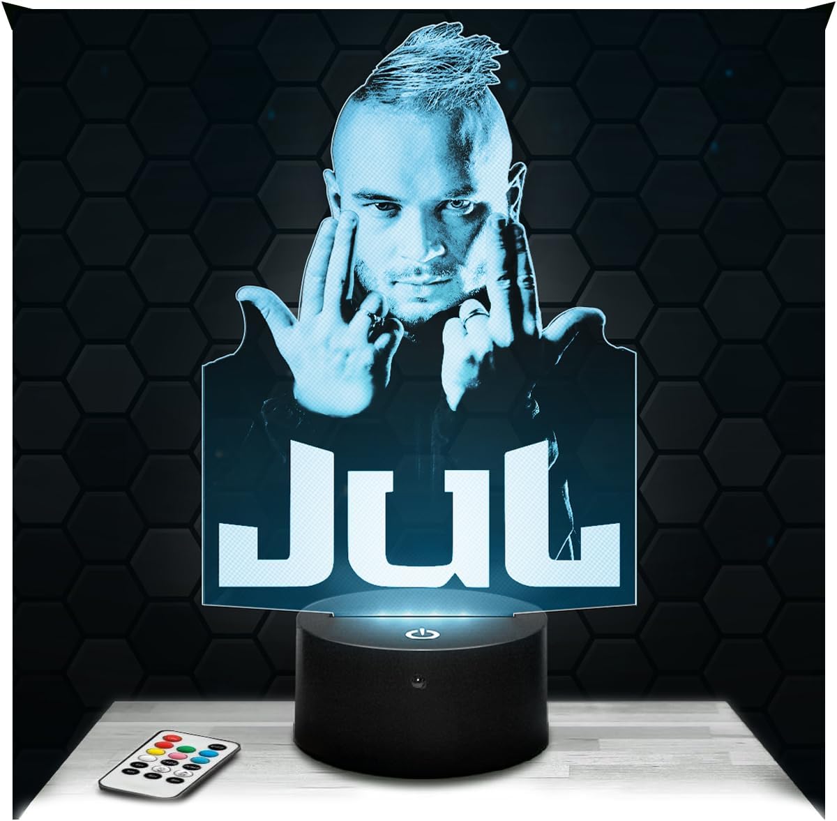 Lampe 3D LED Jul – Veilleuse Tactile avec Effet Hologramme 3D – Idée Cadeau Fan de Jul