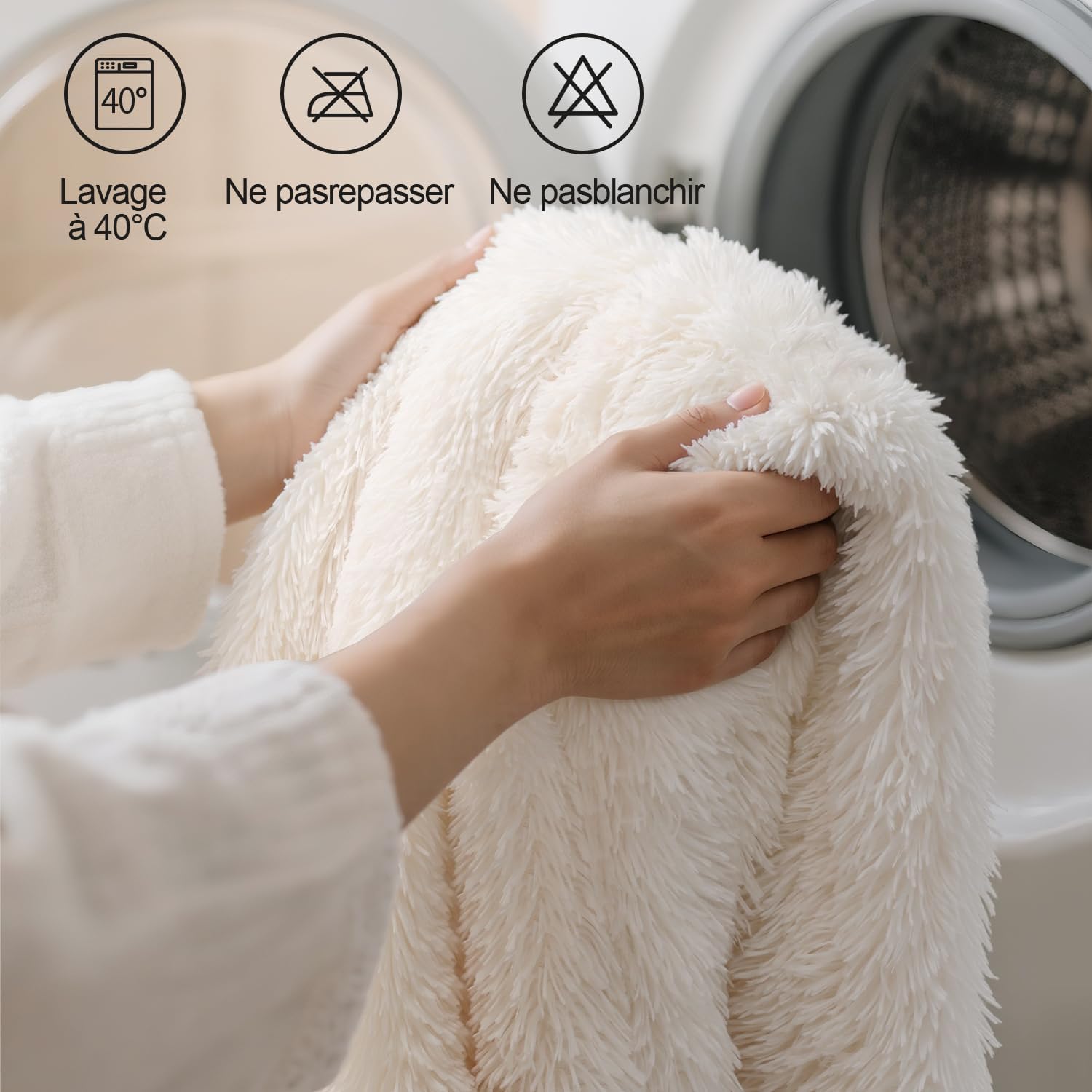 Plaid Fourrure Blanc 160x200 cm – Couverture Polaire Épaisse et Douce pour Lit Double, Réversible, Idée Cadeau Élégante