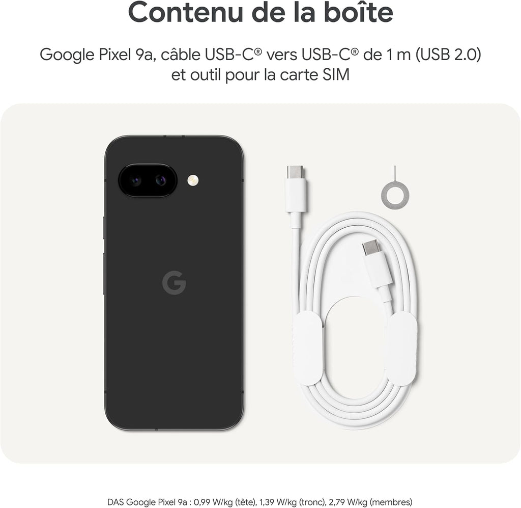 Google Pixel 9a 128GB – Smartphone Android Débloqué, Appareil Photo IA, Batterie Longue Durée, Sécurité Renforcée – Noir Volcanique