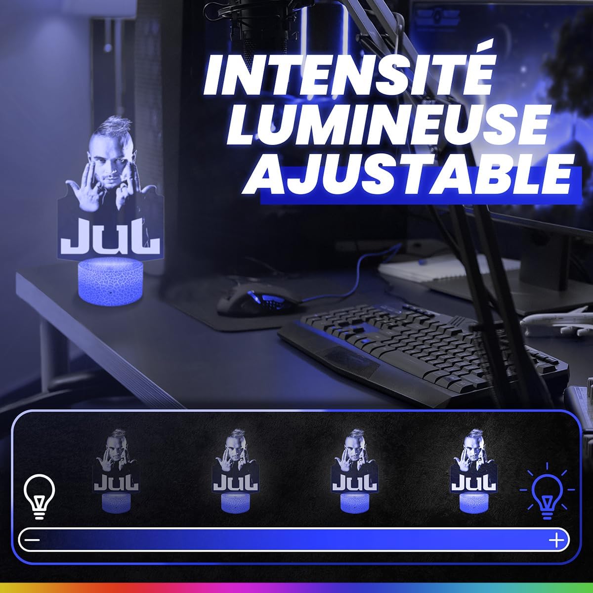 Lampe 3D LED Jul – Veilleuse Tactile avec Effet Hologramme 3D – Idée Cadeau Fan de Jul