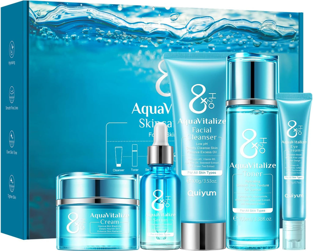 ✨ Coffret Cadeau Soins Visage Femme – Set Complet de Soins de la Peau 5 Pièces | Hydratation de routine