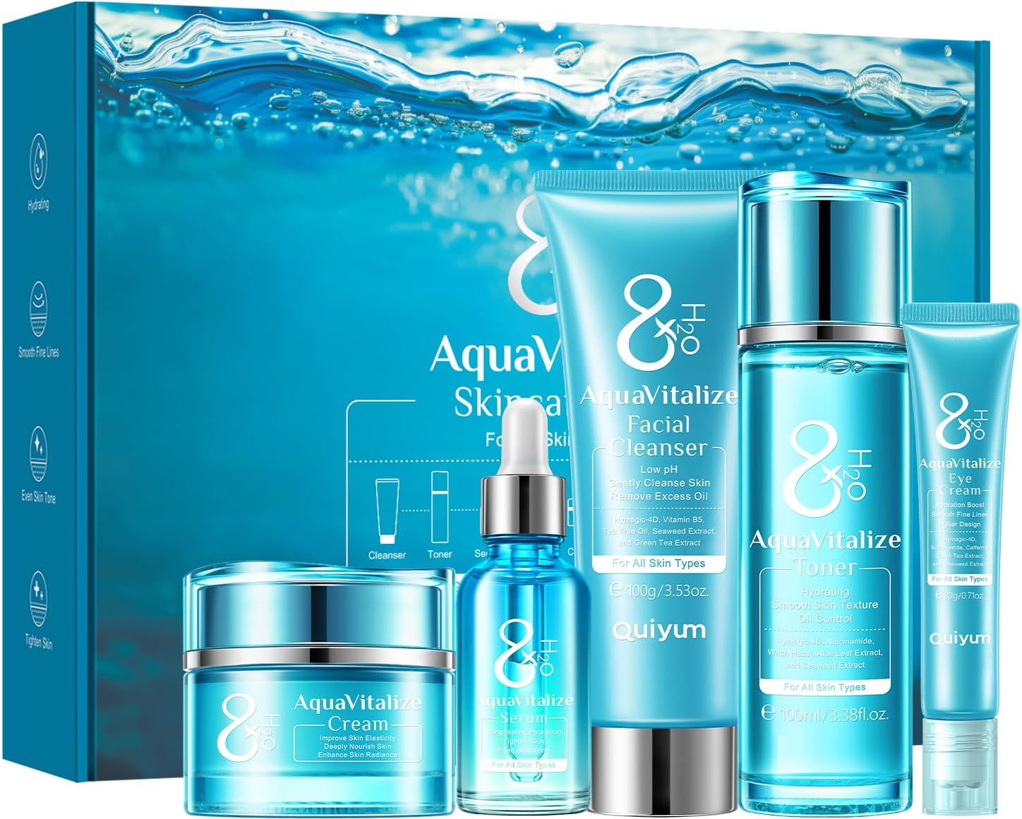 ✨ Coffret Cadeau Soins Visage Femme – Set Complet de Soins de la Peau 5 Pièces | Hydratation de routine