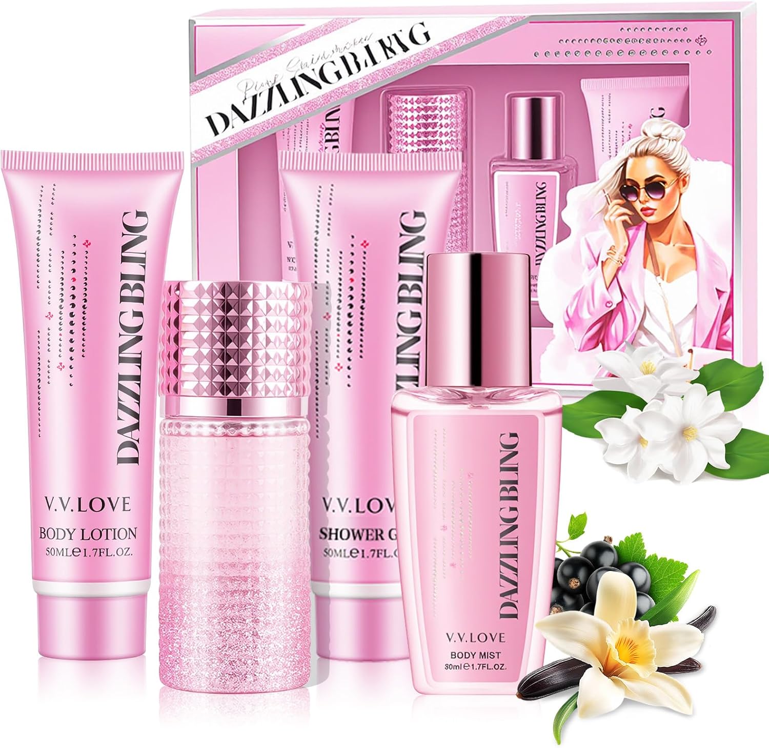 Coffret Cadeau Parfum Femme – Eau de Toilette, Gel Douche & Crème Corps – Parfums Floraux et Fruités pour Charme et Confiance