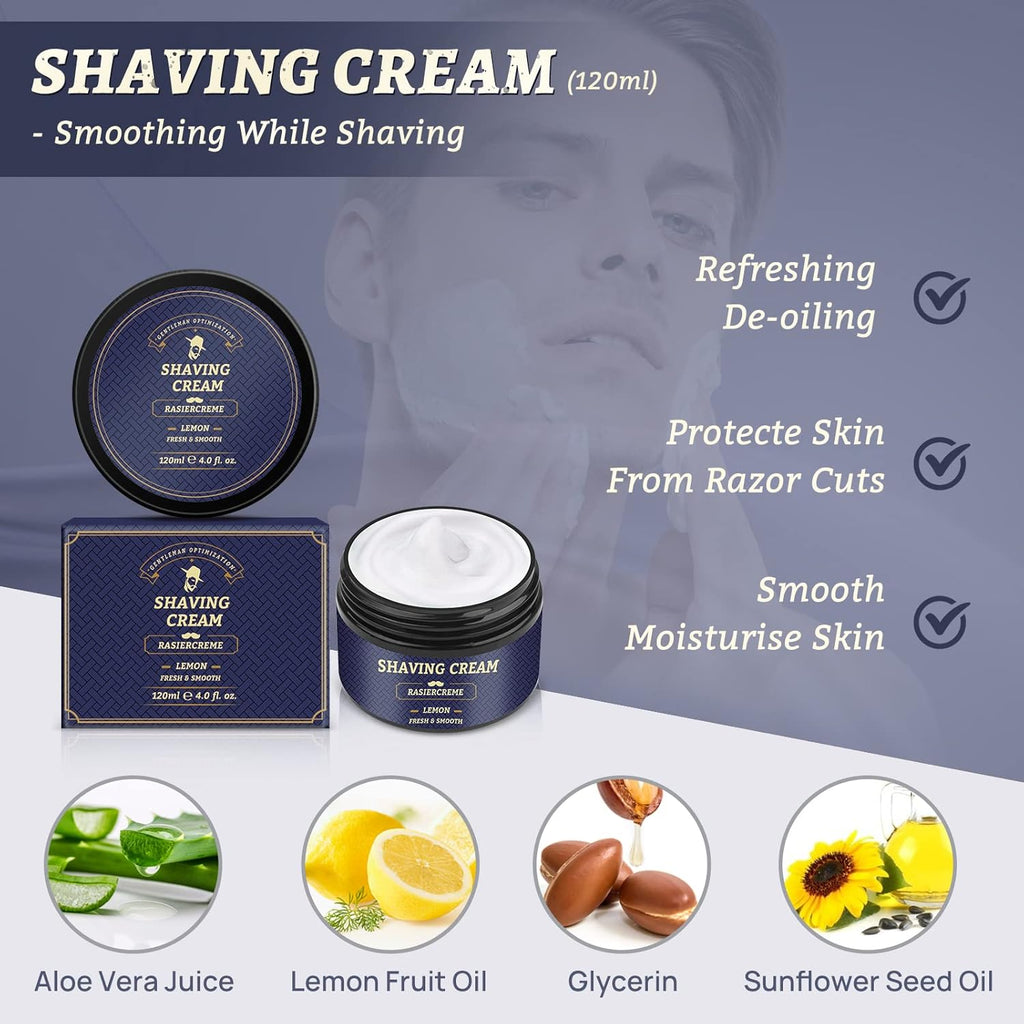 Kit Soins Barbe Homme – Coffret Cadeau Rasage Complet avec Huile, Mousse, Après-Rasage, Rasoir de Sécurité, Blaireau, Peigne et Accessoires