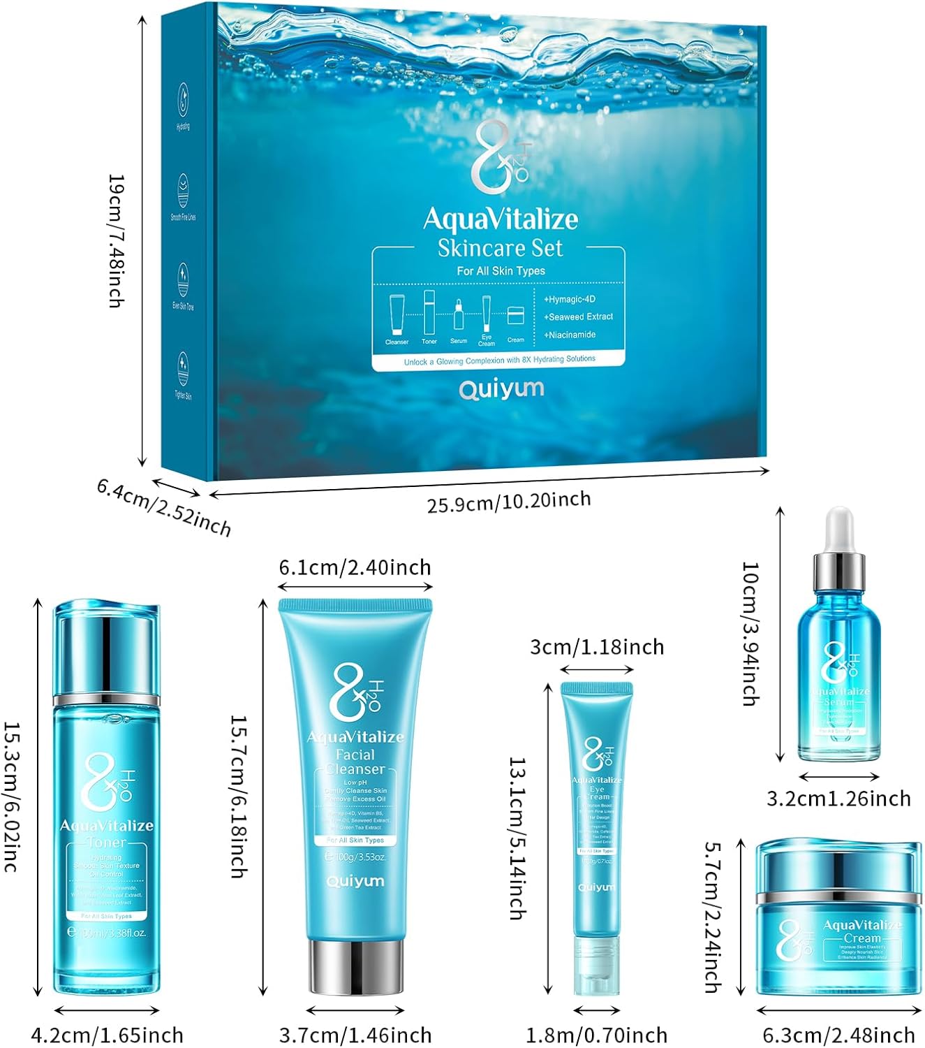 ✨ Coffret Cadeau Soins Visage Femme – Set Complet de Soins de la Peau 5 Pièces | Hydratation de routine