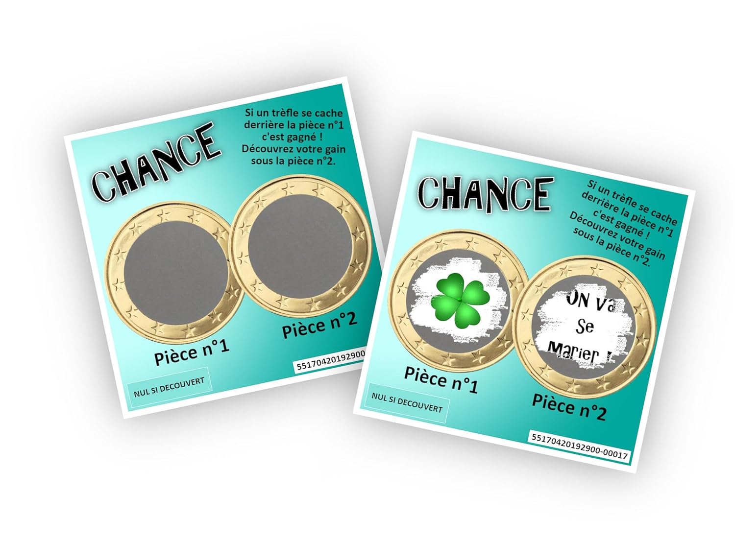 Carte à gratter personnalisable – Message au choix – Annonce originale grossesse ou événement – Modèle ticket de jeu Chance (Violet)