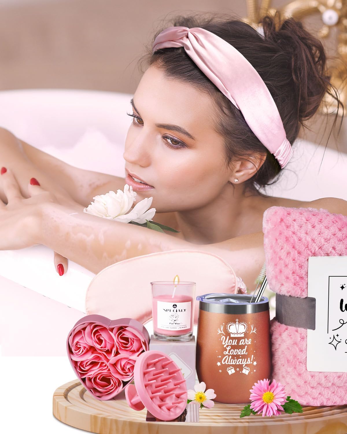 LIVEHITOP Coffret Cadeau Femme – Idée Cadeau Originale pour Anniversaire, Noël, Fête des Mères, Saint-Valentin avec Couverture en Flanelle