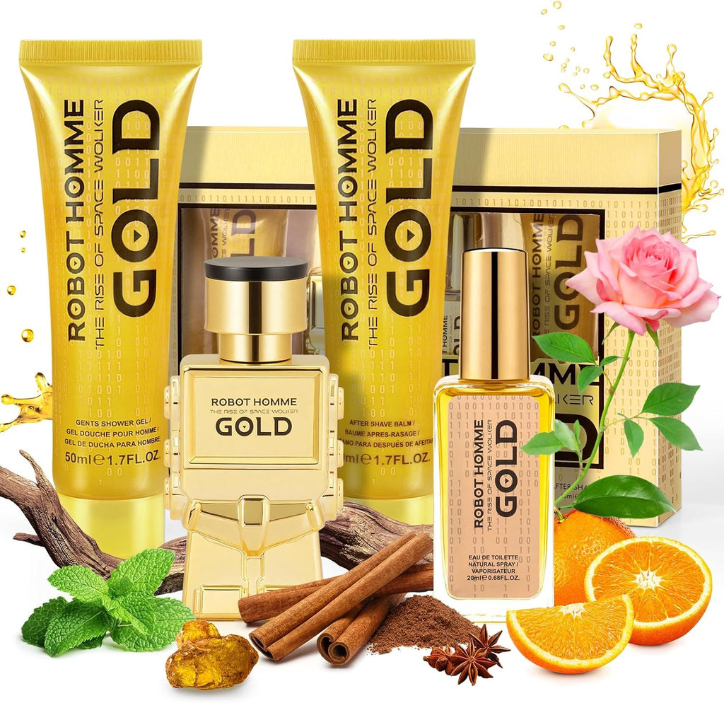 Coffret Cadeau Homme – 2x Eau de Toilette, Gel Douche et Lotion Après-Rasage – Parfum Boisé et Épicé, Format Voyage pour Usage Quotidien