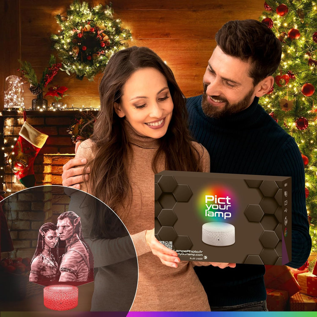 Lampe 3D Jake Sully & Neytiri – Décoration Chambre Garçon et Fille – Lampe 3D Film Science-Fiction Avatar – Effet Hologramme – Idée Cadeau Ado Original